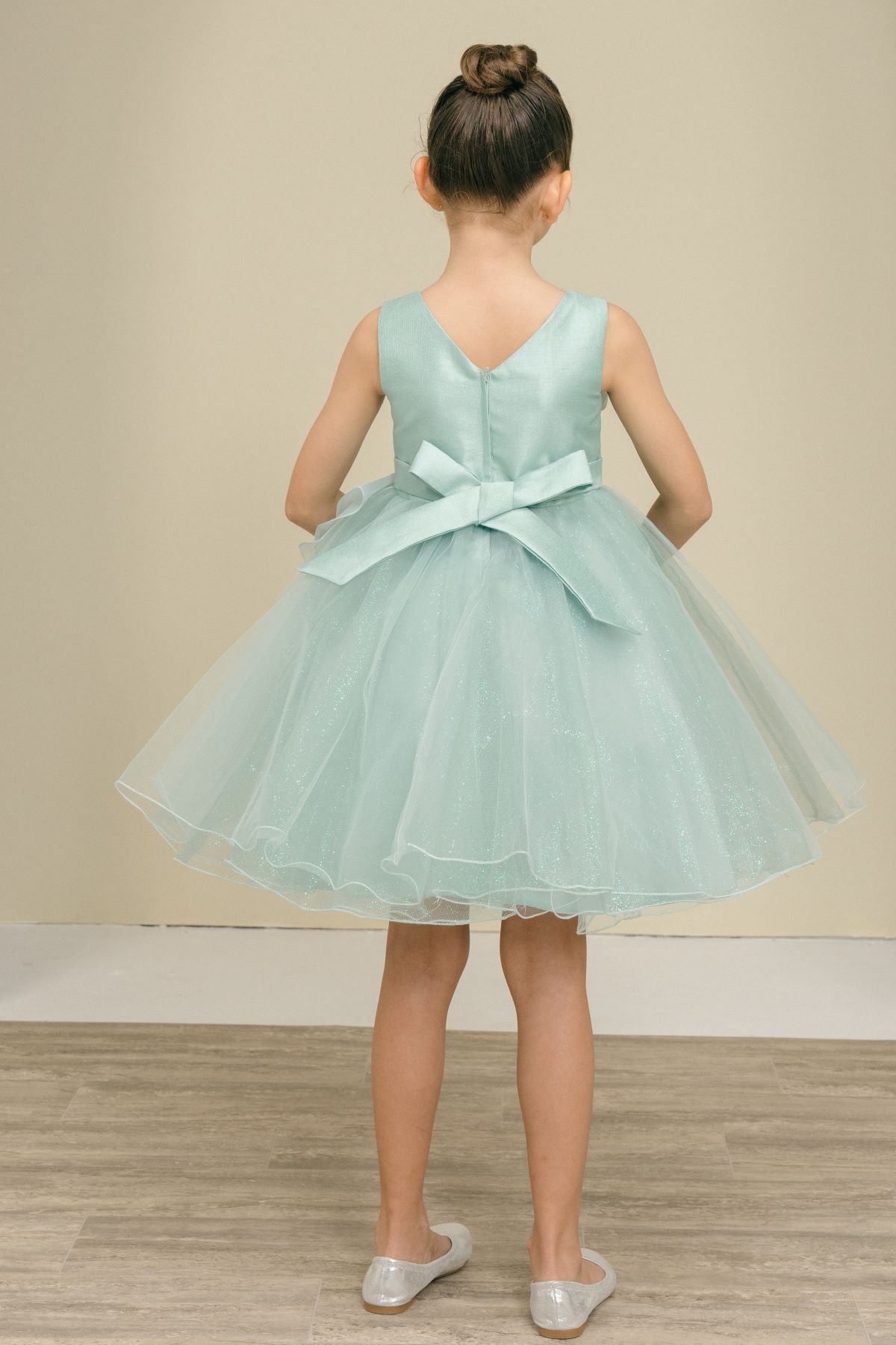 Flower Girl Dresses Formal 3D Floral Applique Short Flower Girl Dress Sage