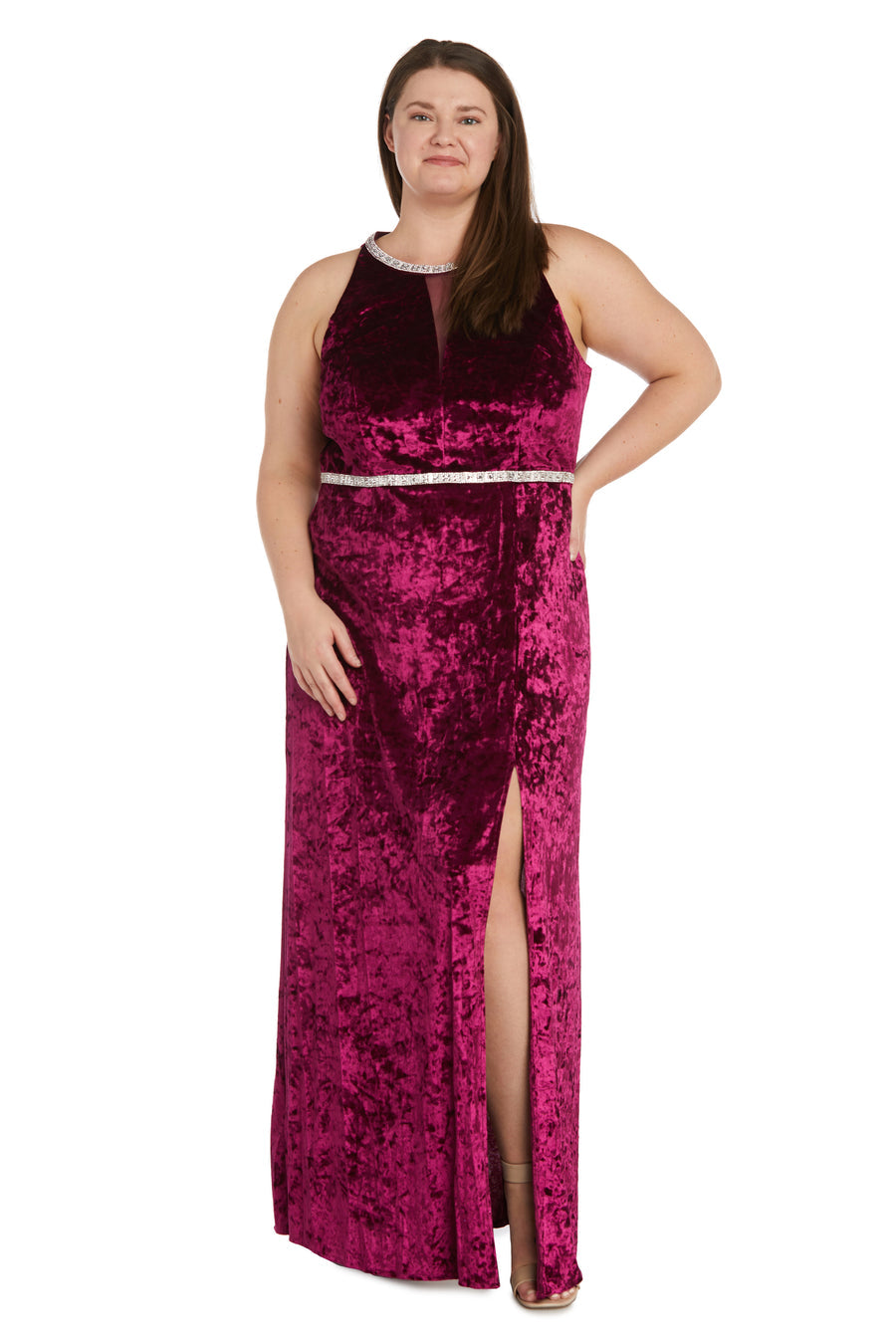 Plus Size Formal Dresses Long Crinkle Velvet Formal Plus Size Dress Burgundy
