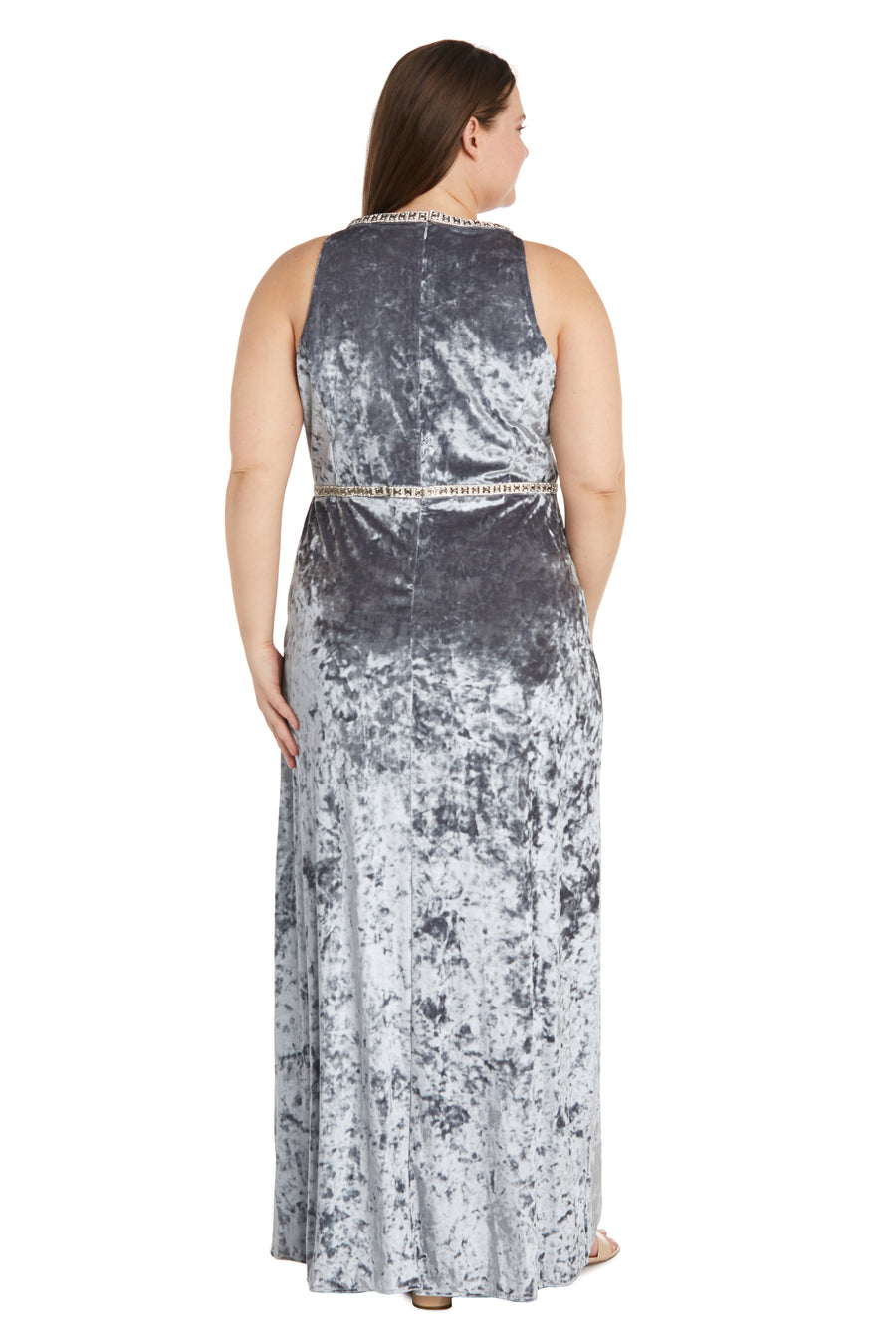 Plus Size Formal Dresses Long Crinkle Velvet Formal Plus Size Dress Grey