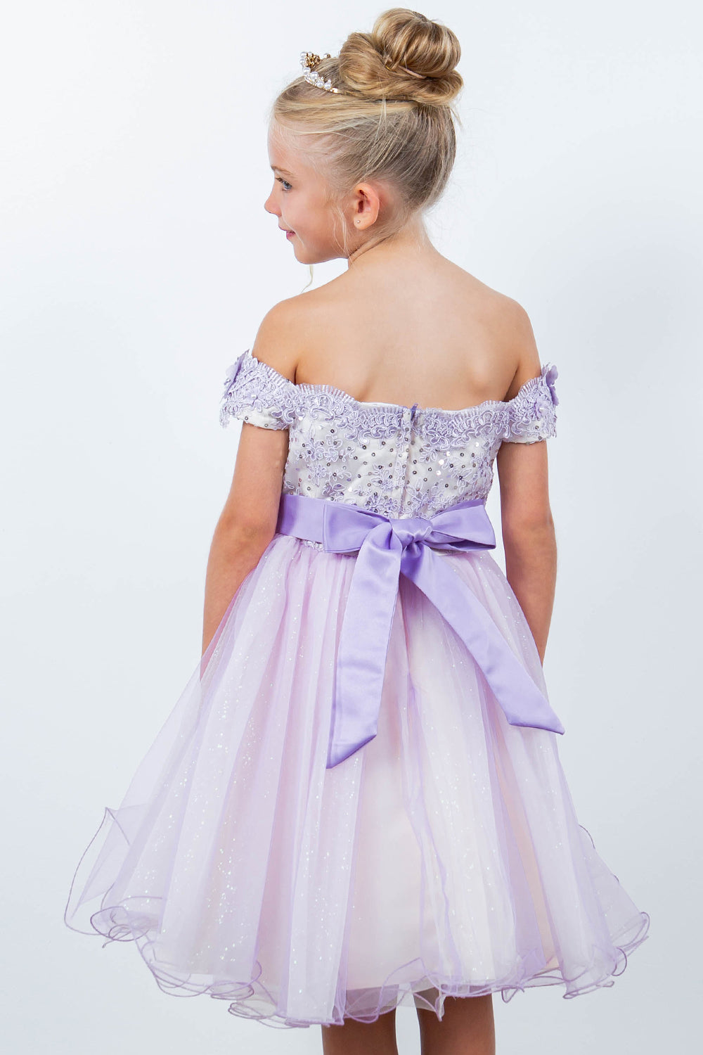 Flower Girl Dresses Short 3D Floral Applique Flower Girl Dress Lilac