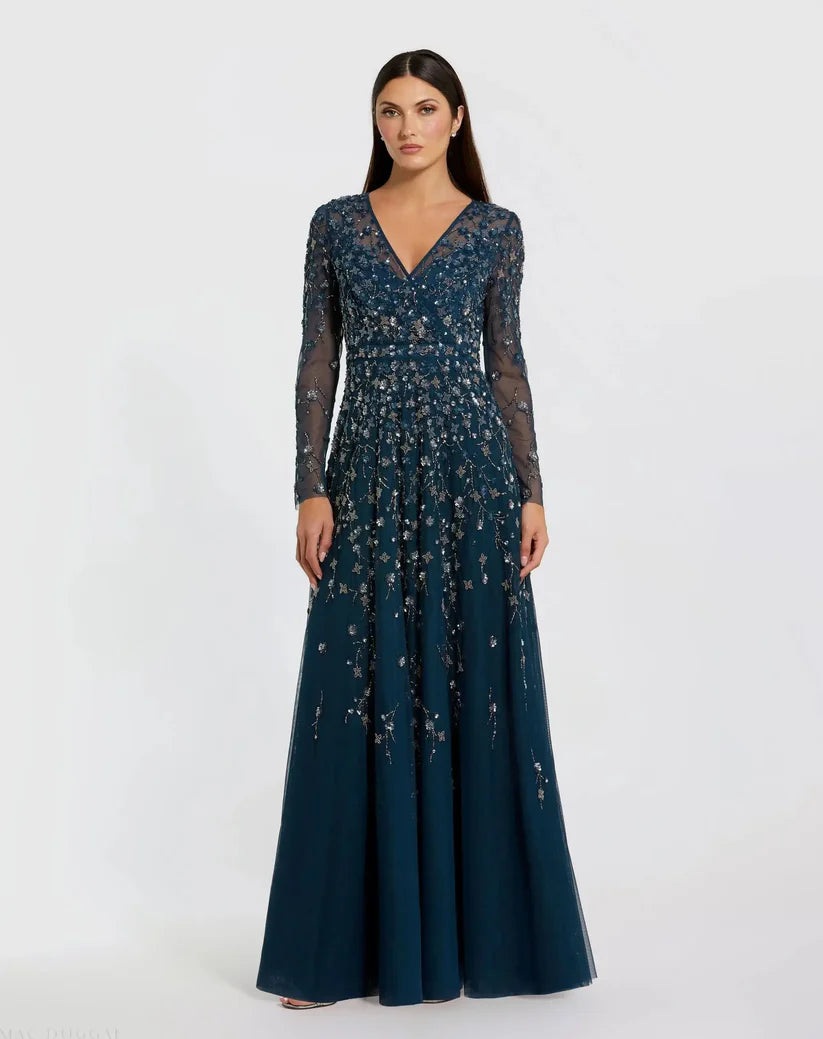 Mac Duggal Long Sleeve Formal Evening Gown 9131 - The Dress Outlet