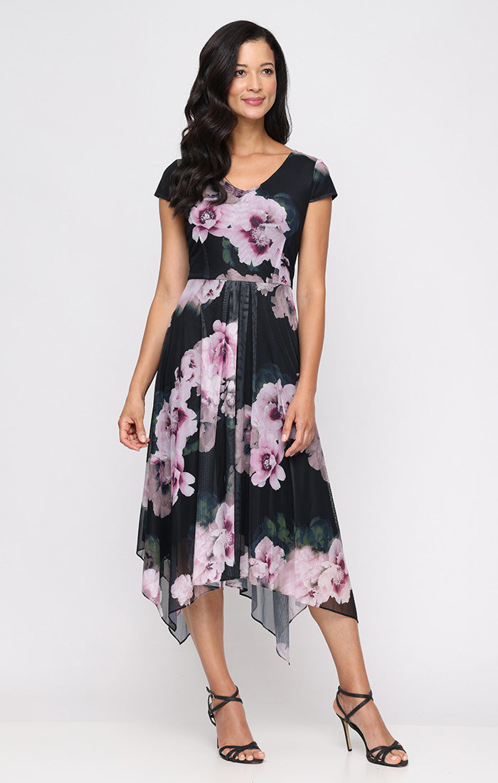 Mother of the Bride Dresses Floral Print Mother of the Bride Short Dress BLACK MULTI