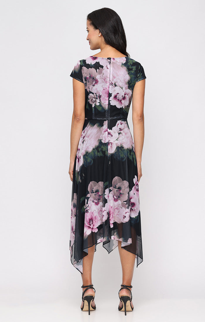 Mother of the Bride Dresses Floral Print Mother of the Bride Short Dress BLACK MULTI