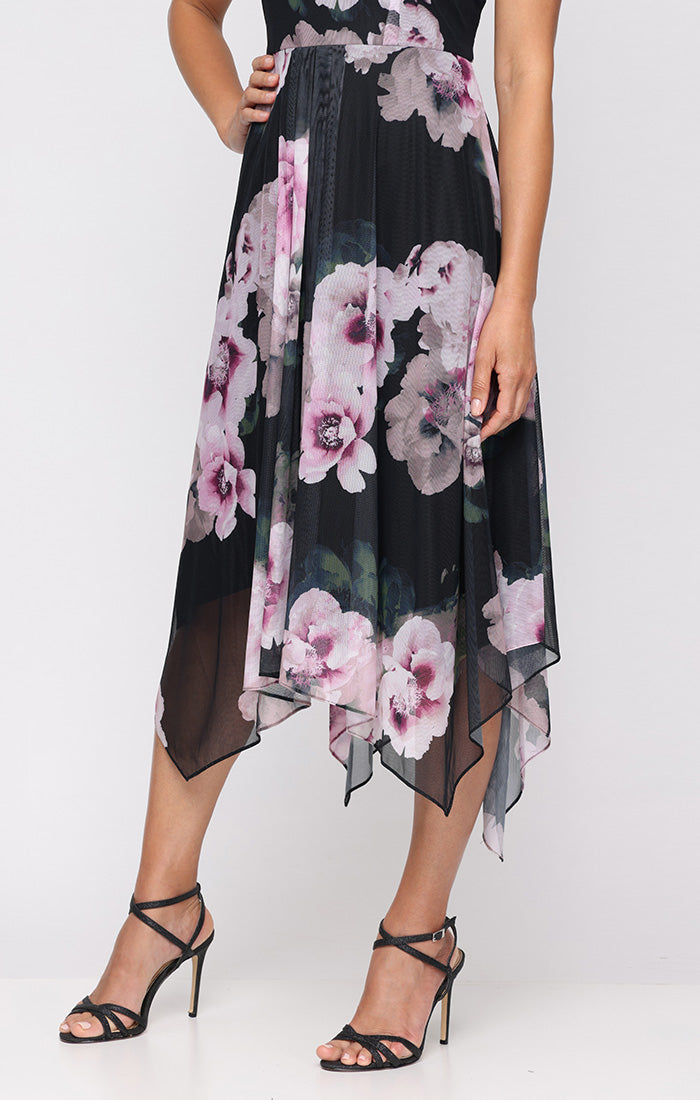 Mother of the Bride Dresses Floral Print Mother of the Bride Short Dress BLACK MULTI