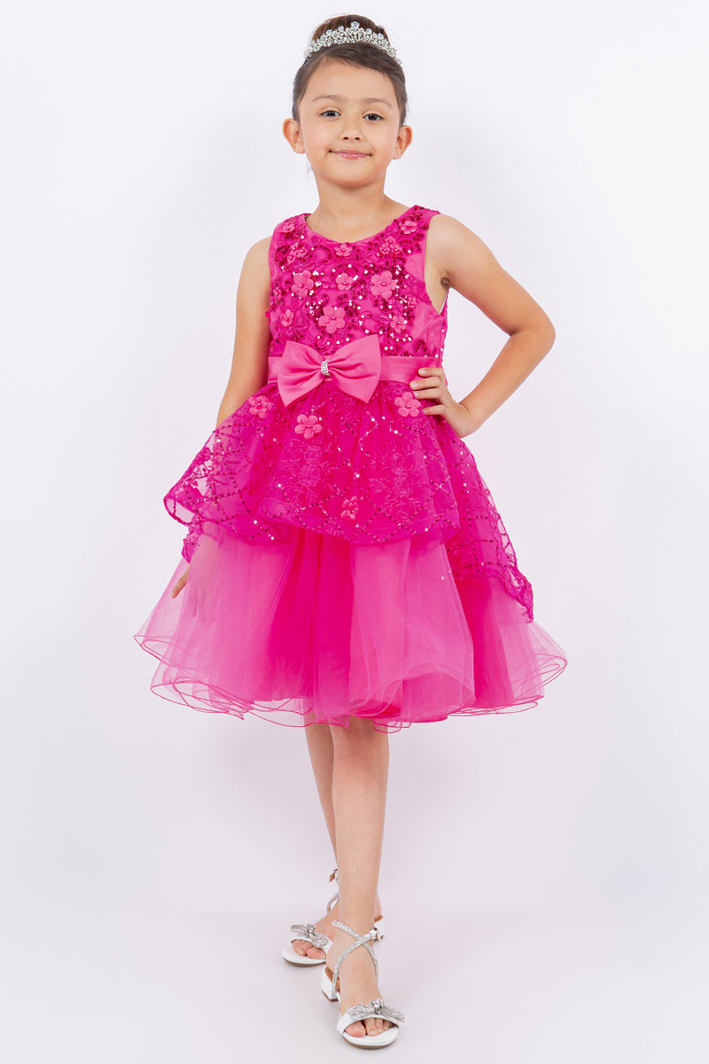Flower Girl Dresses A Line Short Sequin Applique Flower Girl Dress Fuchsia