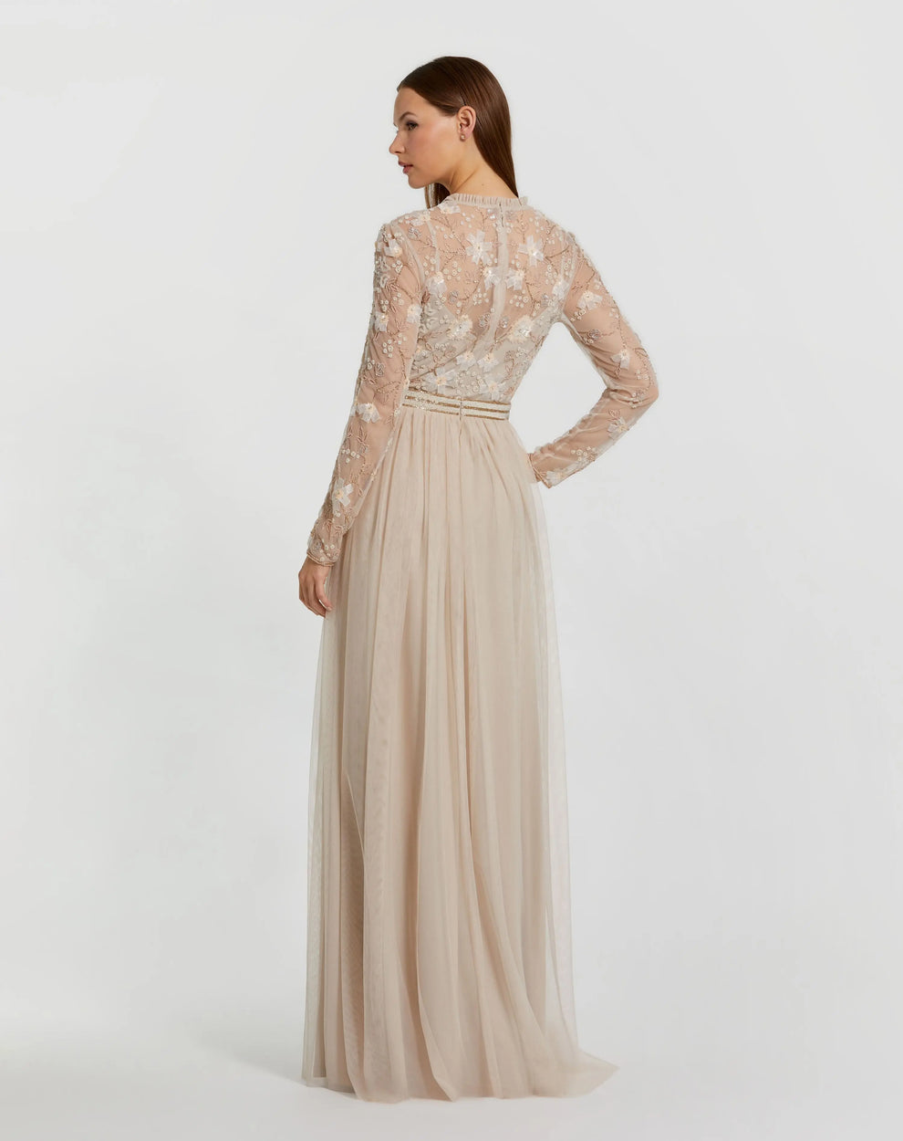 Crew/High-Neck Floor-Length Lace Occasion A-Line Mac Duggal 999132P