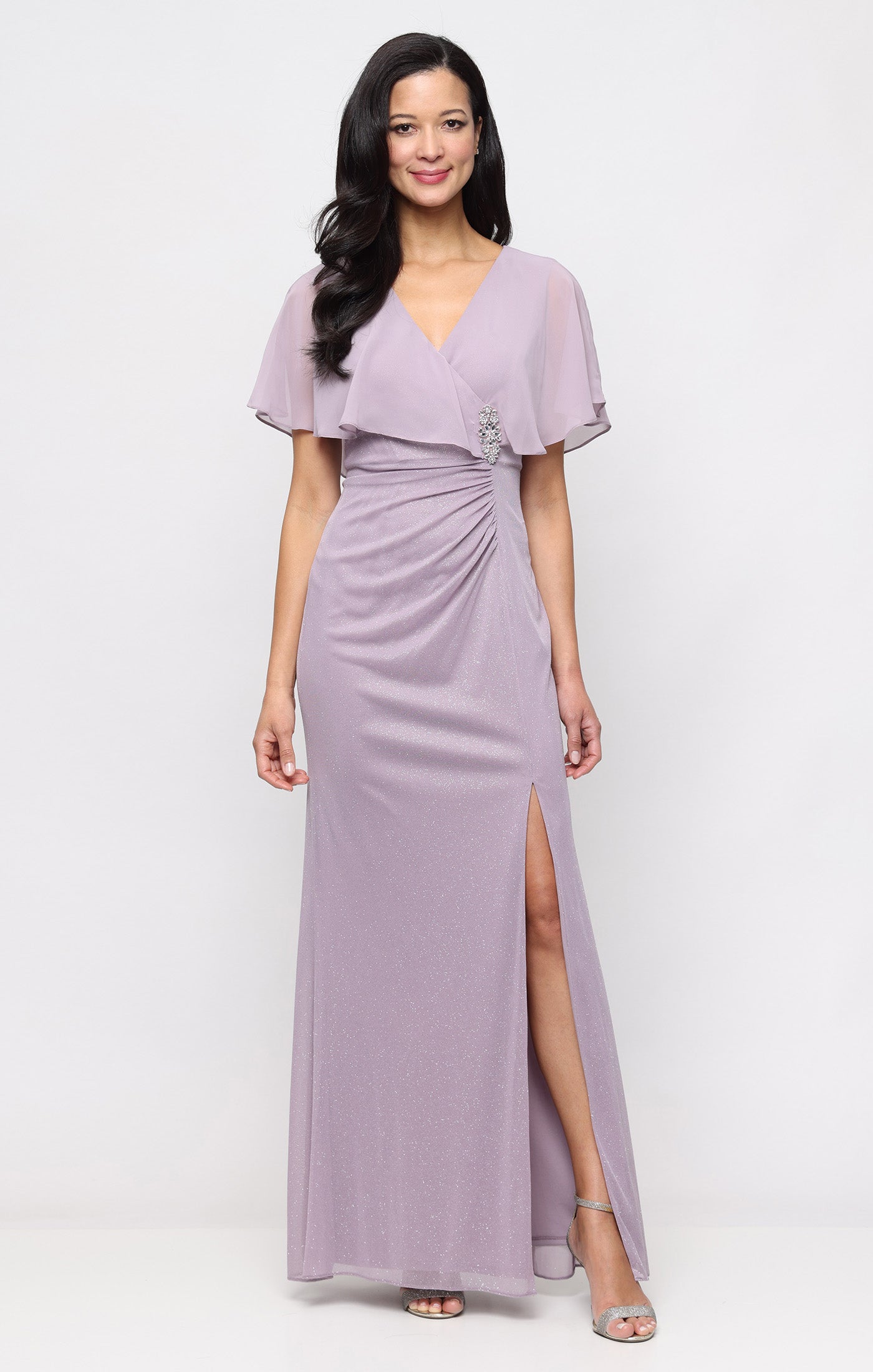 V-Neck Floor-Length Chiffon Formal A-Line Gown SL Fashions 9133289