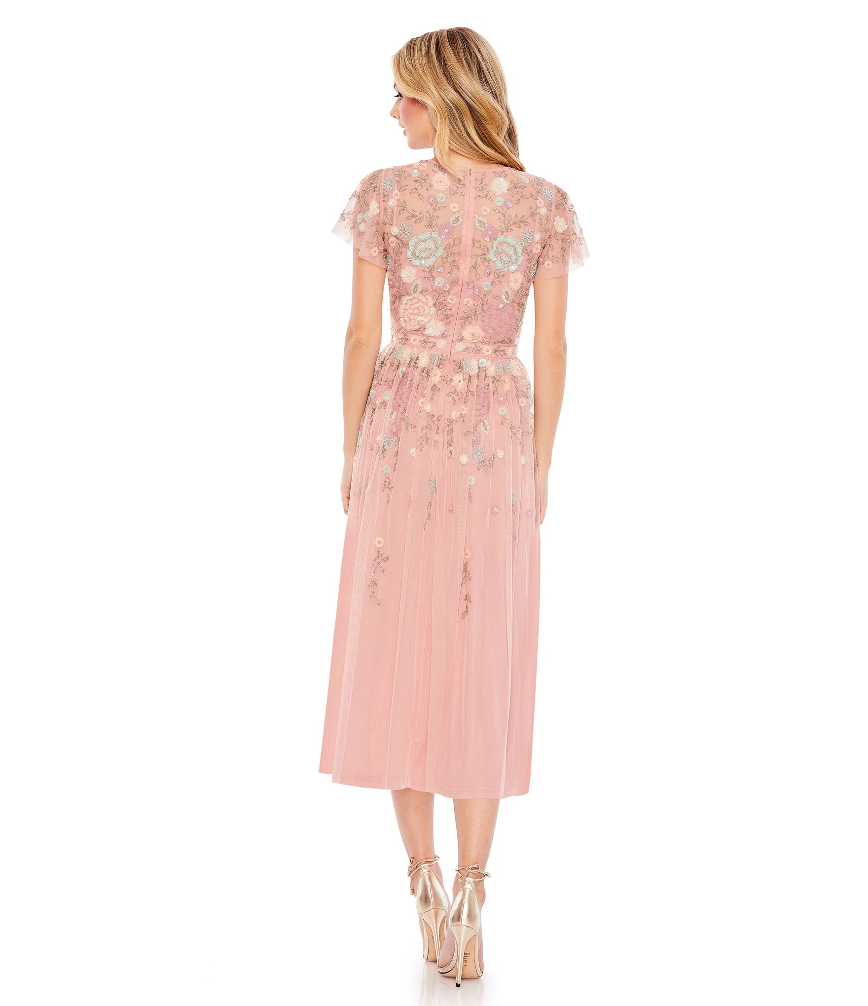 Cocktail Dresses Butterfly Embellished Cocktail Midi Dress Dusty Rose