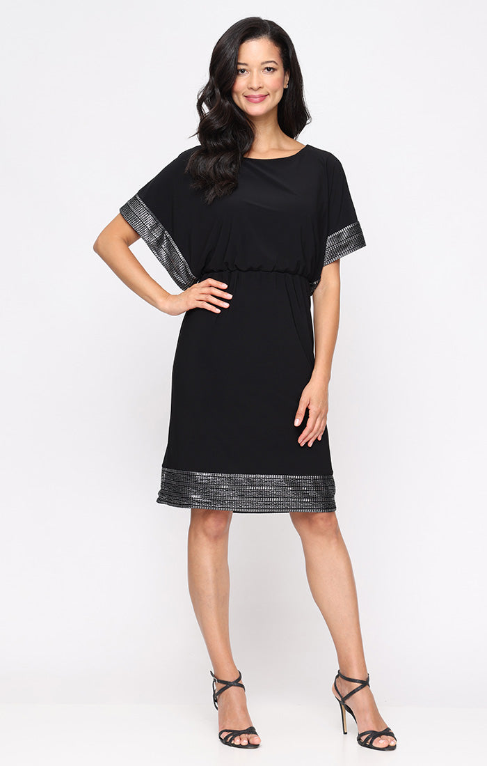 Mother of the Bride Dresses Short Mother of the Bride Blouson Cocktail Dress BLACK