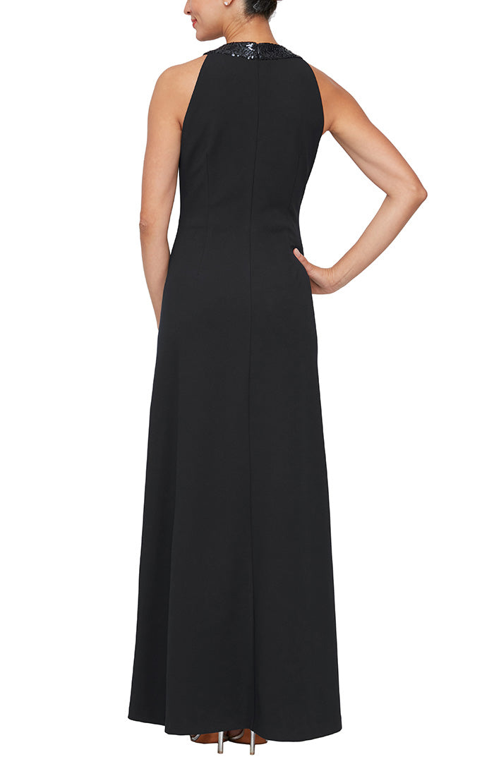 Formal Dresses Fitted Long Formal Ruffle Evening Dress BLACK