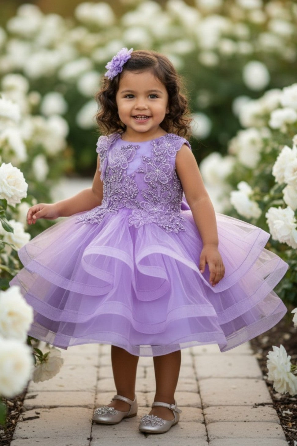 Jewel Knee-Length Tulle Flower Girl Ball Gown Cinderella Couture 9149B