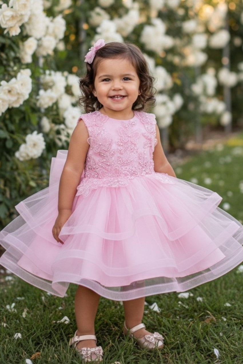 Jewel Knee-Length Tulle Flower Girl Ball Gown Cinderella Couture 9149B