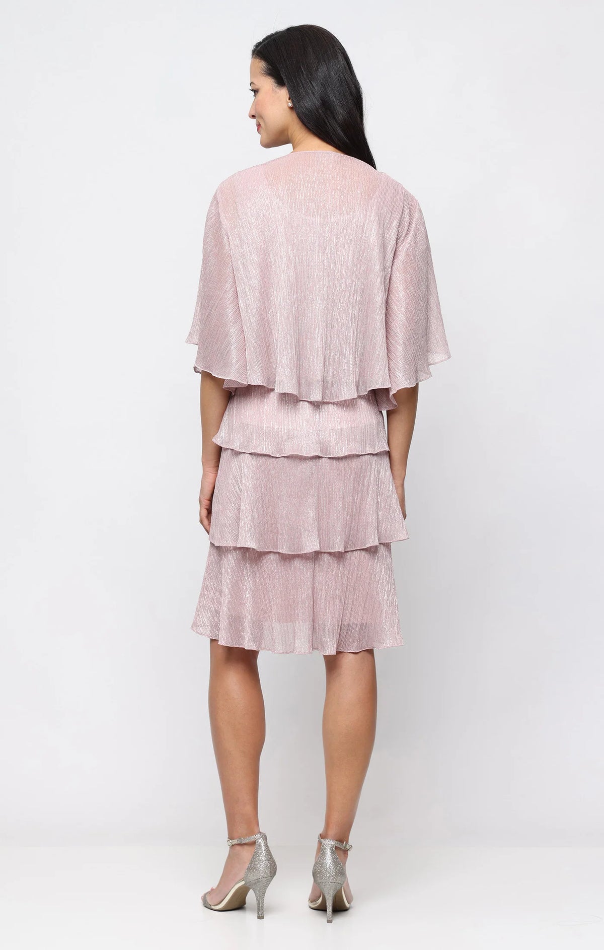 Tiered Beaded Neck Jacket Dress SL Fashions 9155215