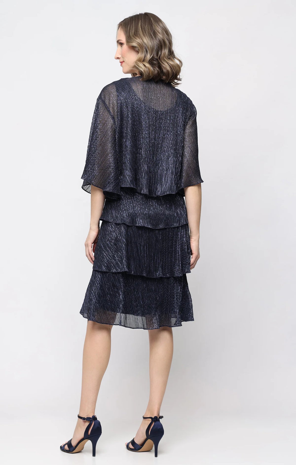 Tiered Beaded Neck Jacket Dress SL Fashions 9155215
