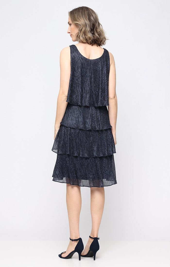 Cocktail Dresses Short Metallic or Ruffle Cocktail Dress SL Fashions 9155270 Navy