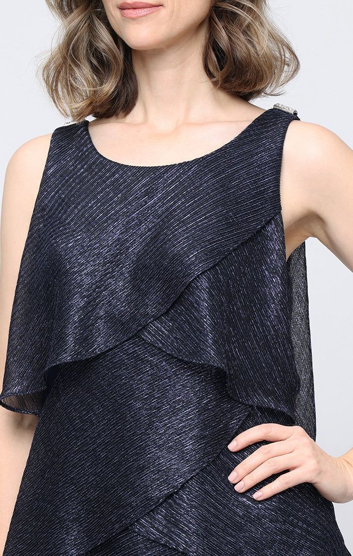 Cocktail Dresses Short Metallic or Ruffle Cocktail Dress SL Fashions 9155270 Navy