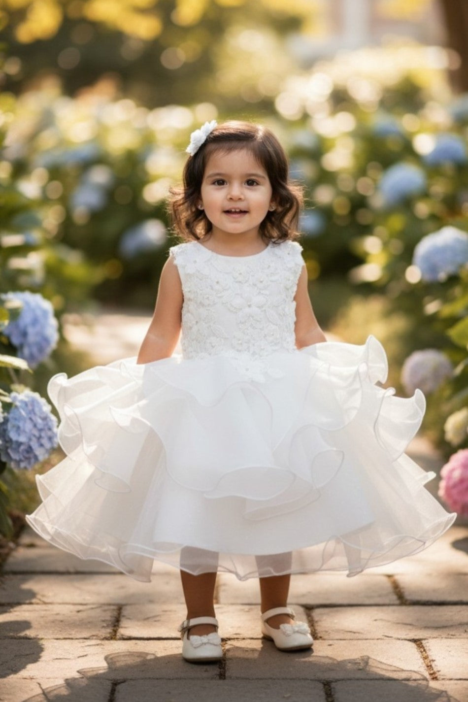 Jewel Knee-Length Organza Lace Flower Girl Ball Gown Cinderella Couture 9155B