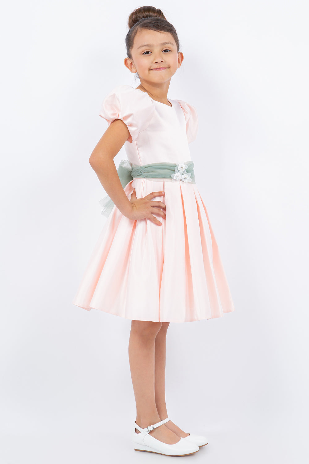 Flower Girl Dresses Short A Line Puff Sleeve Flower Girl Dress Blush
