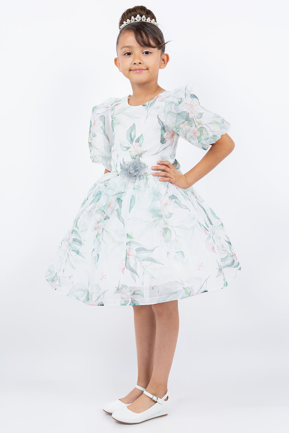 Flower Girl Dresses Short Floral Print A Line Flower Girl Dress Sage