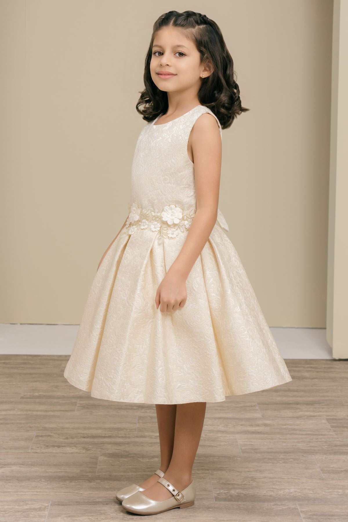 Flower Girl Dresses 3D Floral Print A Line Flower Girl Dress Ivory