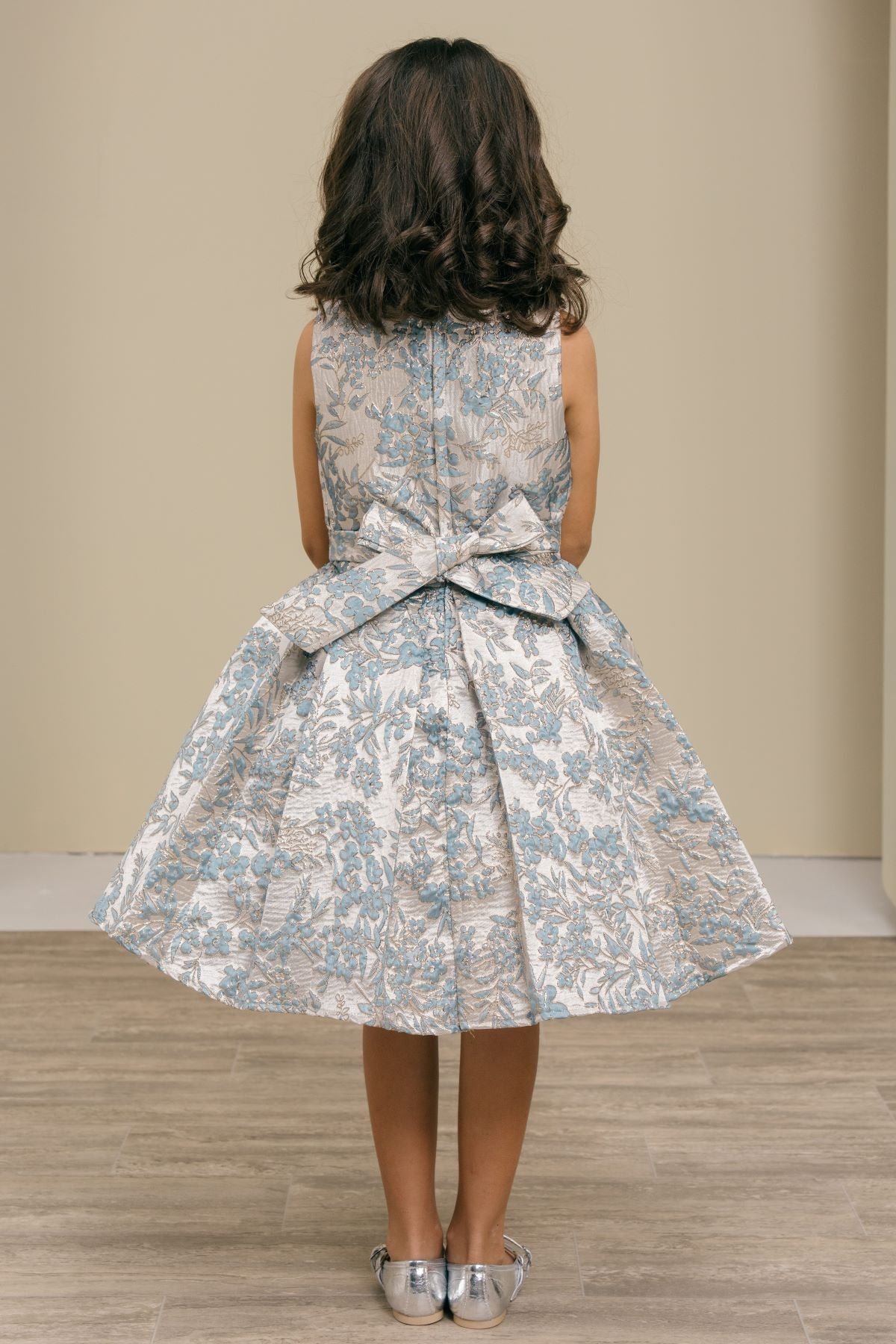 Flower Girl Dresses Floral Print Short A Line Flower Girl Dress Dusty Blue