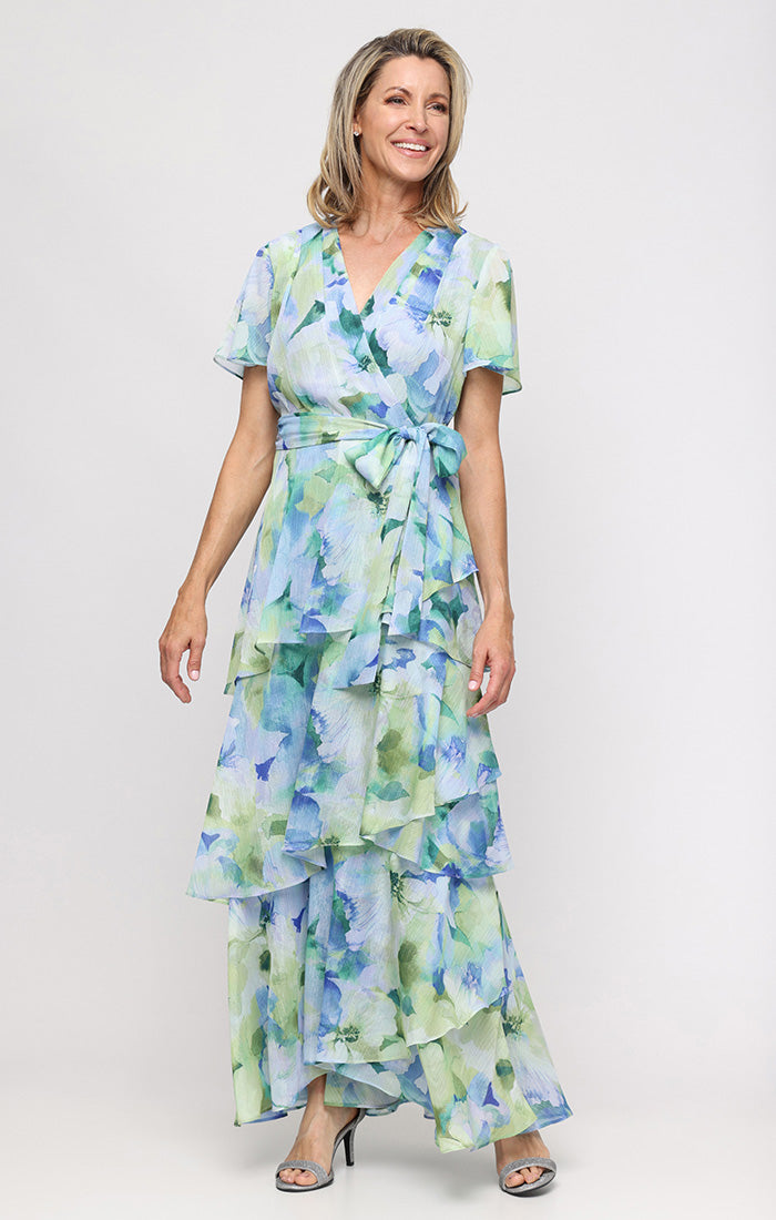 V-Neck Floor-Length Chiffon Formal A-Line Dress - SL Fashions 9172205