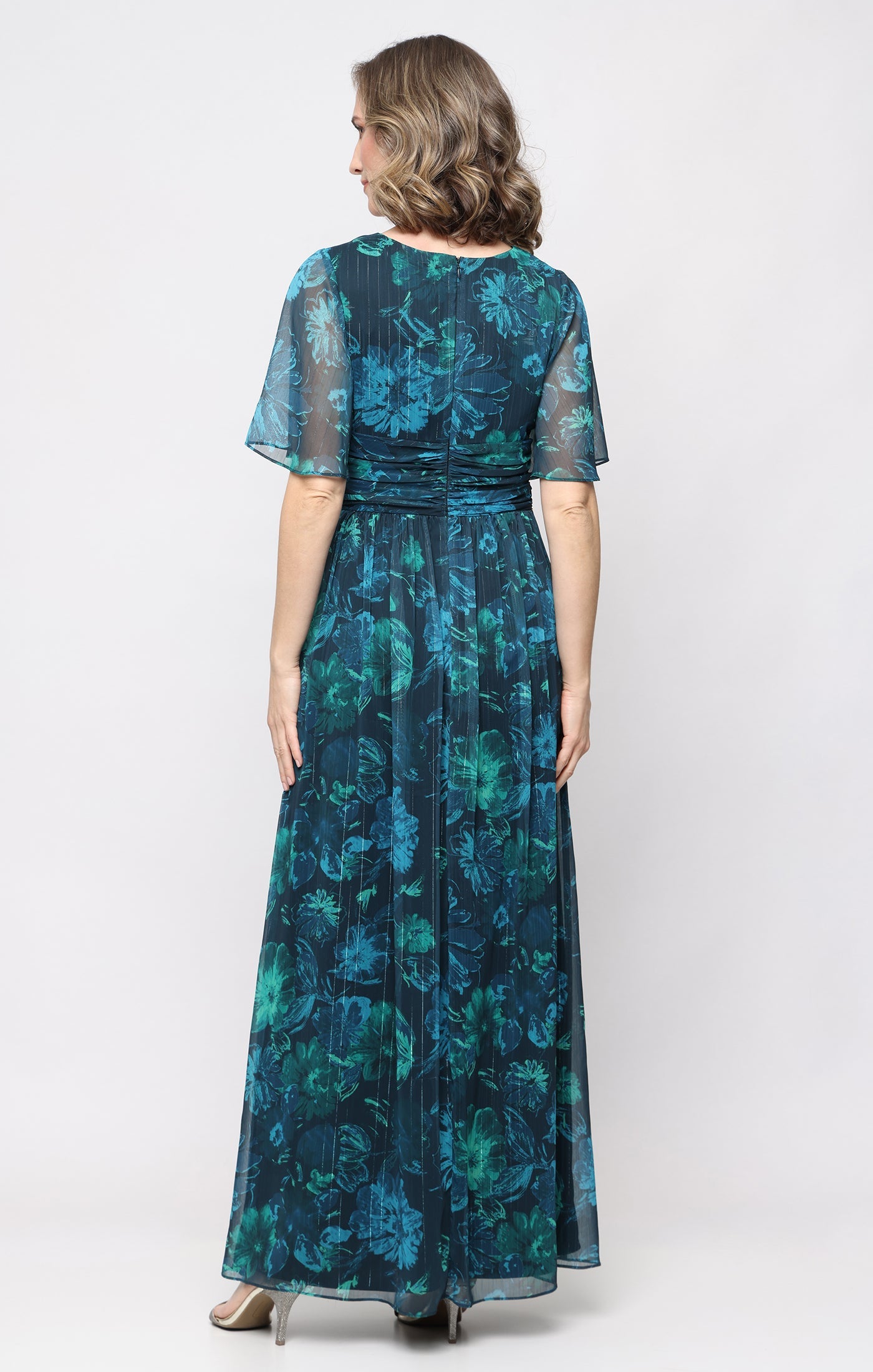 V-Neck Floor-Length Chiffon Formal A-Line Gown SL Fashions 9172216