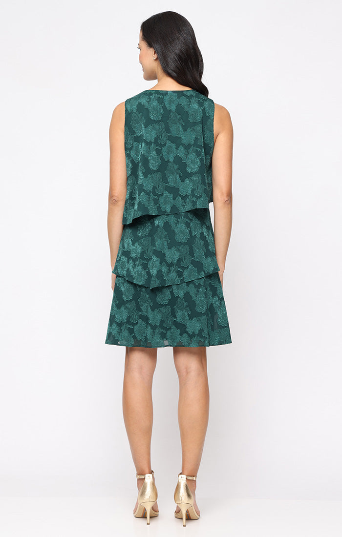 Cocktail Dresses Printed Short Cocktail Tiered Dress PINE