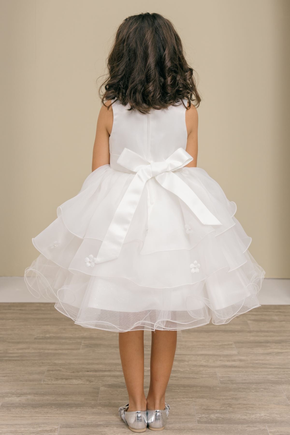 Flower Girl Dresses 3D Floral Ruffle A Line Print Mini Flower Girl Dress White