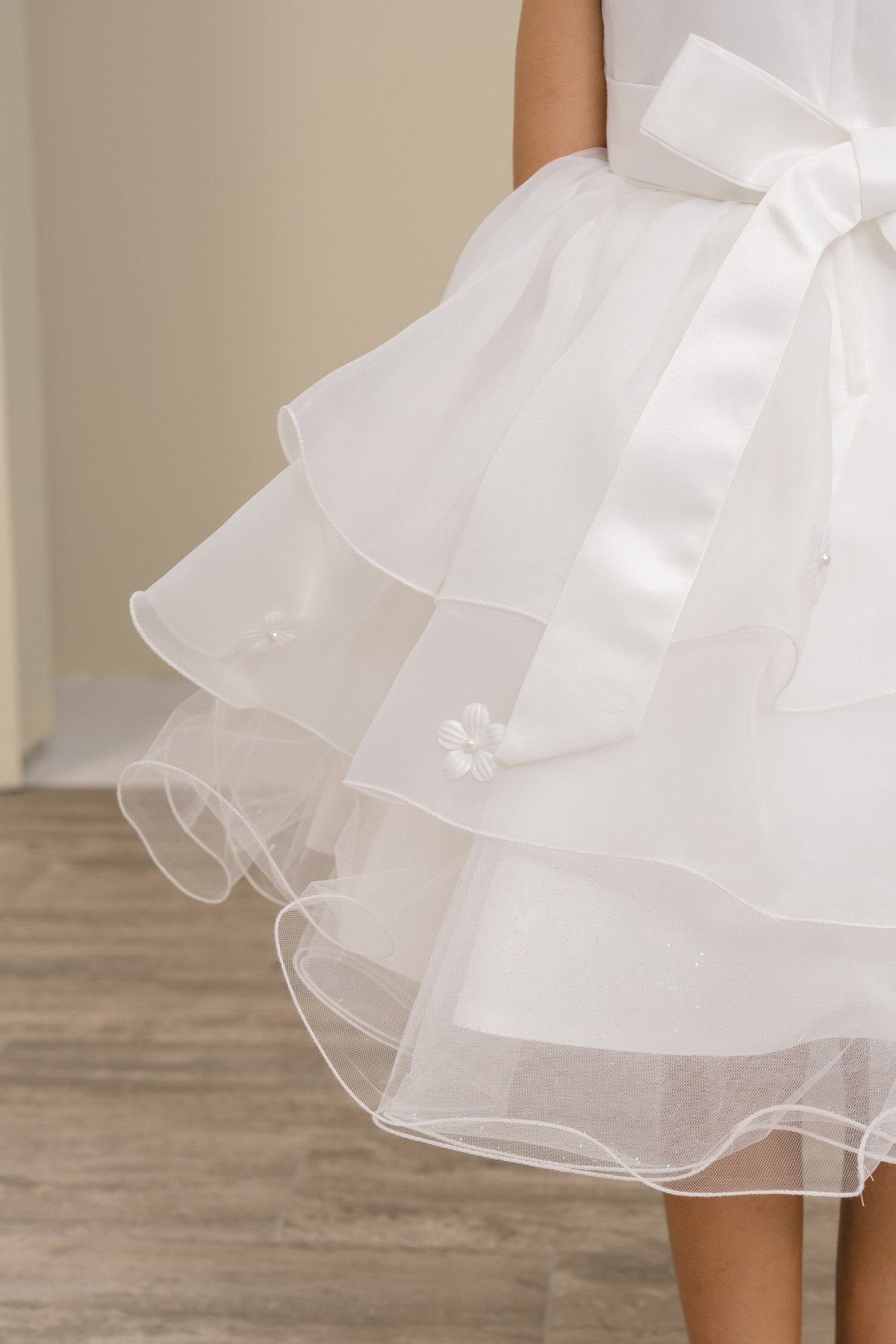 Flower Girl Dresses 3D Floral Ruffle A Line Print Mini Flower Girl Dress White