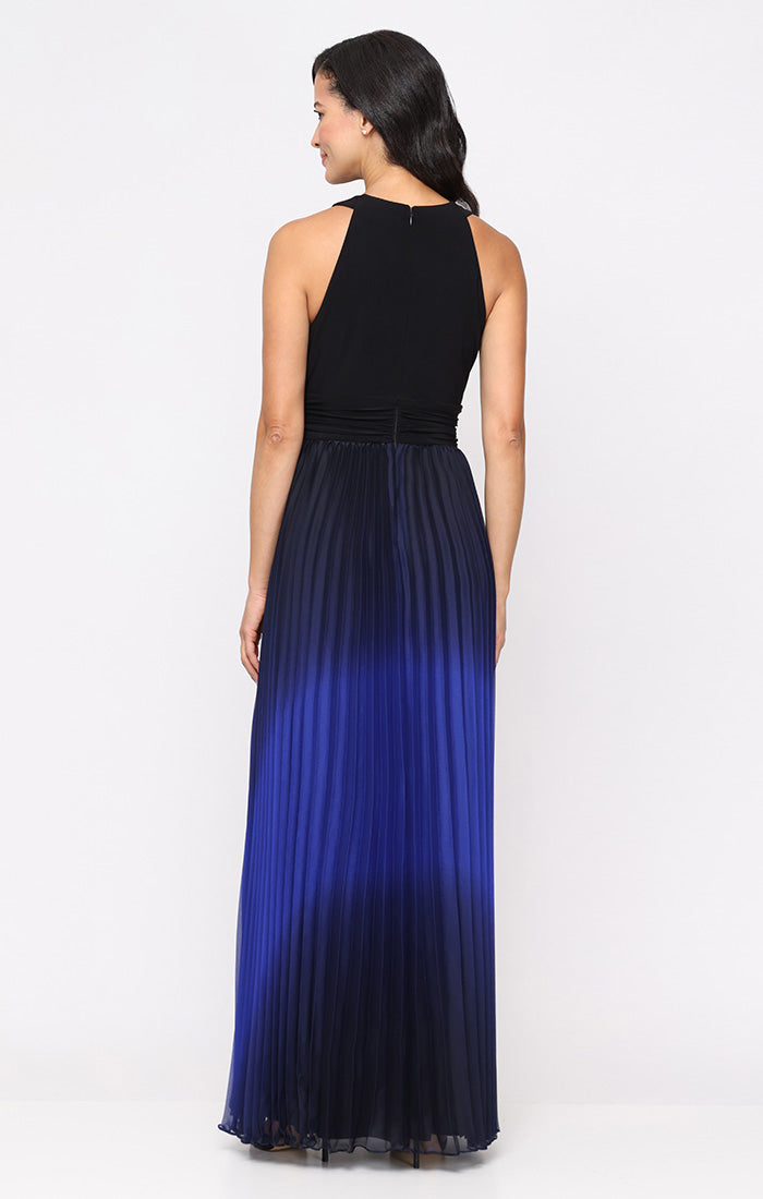 Formal Dresses Long Pleated Formal A Line Ombre Dress BLACK ROYAL