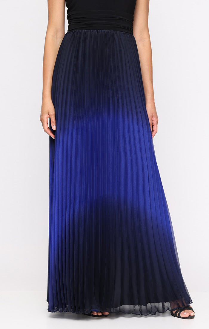 Formal Dresses Long Pleated Formal A Line Ombre Dress BLACK ROYAL