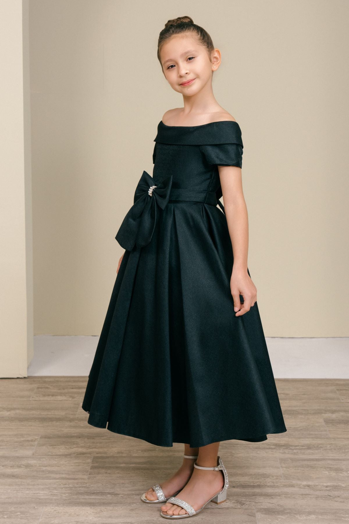 Flower Girl Dresses Midi A Line Ball Gown Flower Girl Dress Black