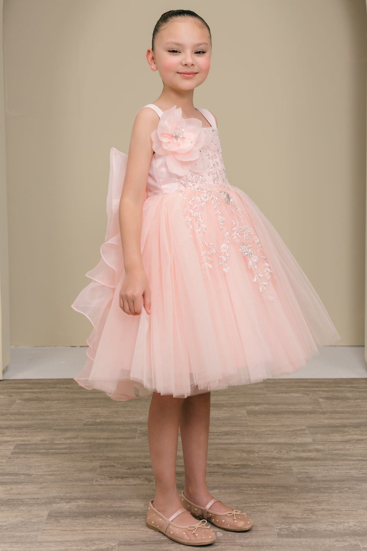 Flower Girl Dresses Floral A Line Short Homecoming Flower Girl Dress Blush