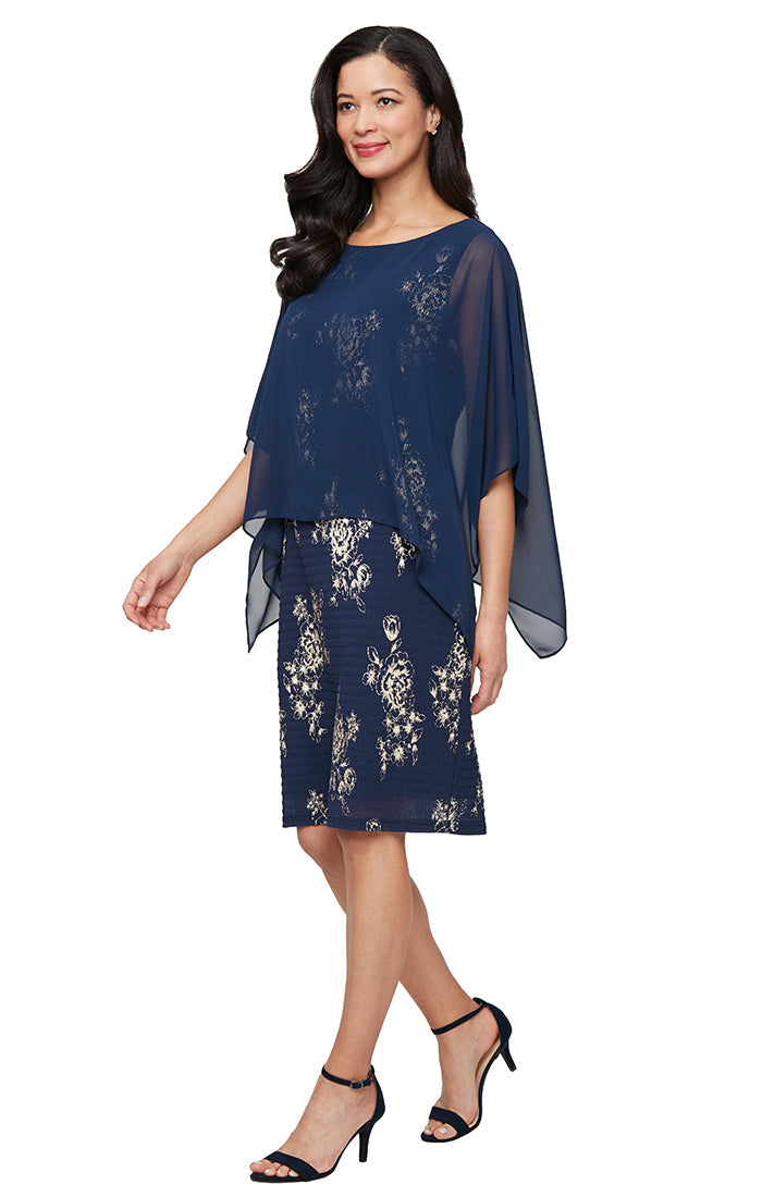 Plus Size Dresses Plus Size Pleated Short Cocktail Dress Navy Gold