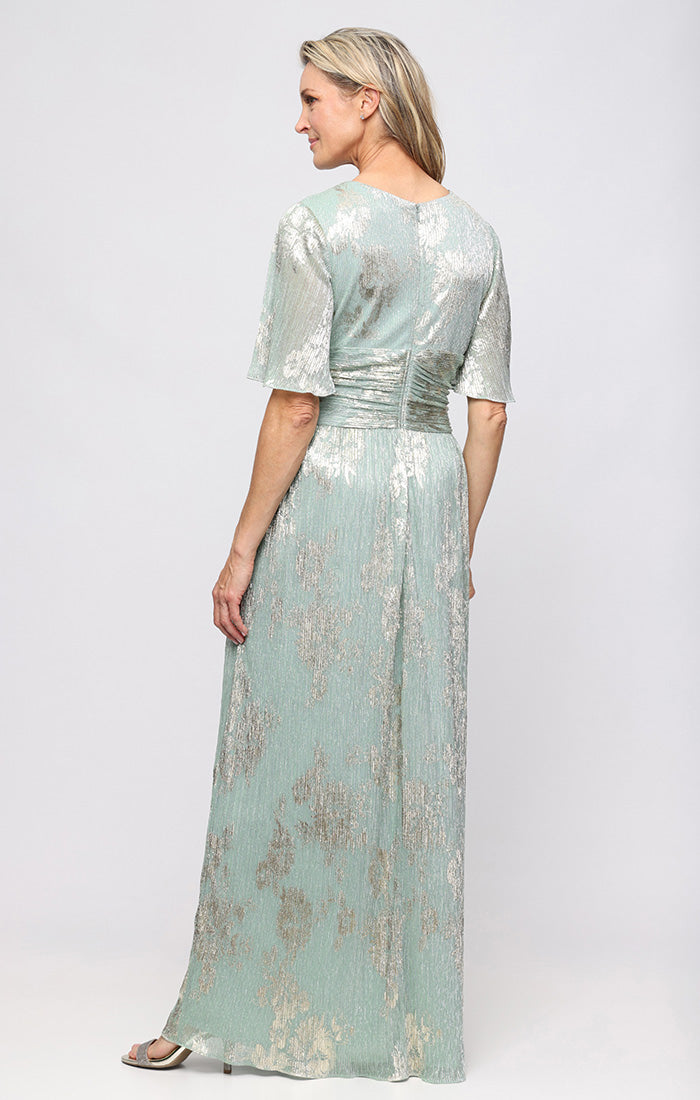 V-Neck Floor-Length Jersey Formal A-Line Gown SL Fashions 9479515
