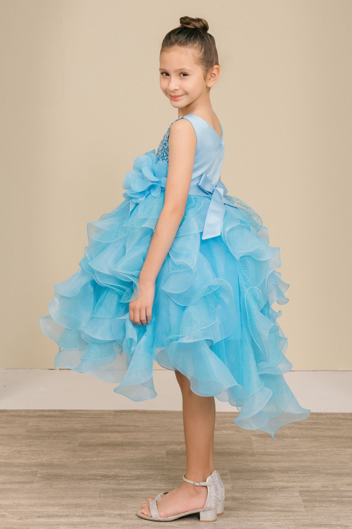Flower Girl Dresses Sequin Beaded Ruffle A Line Flower Girl Dress Blue