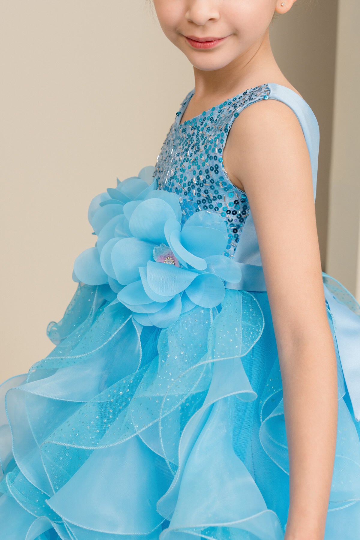 Flower Girl Dresses Sequin Beaded Ruffle A Line Flower Girl Dress Blue