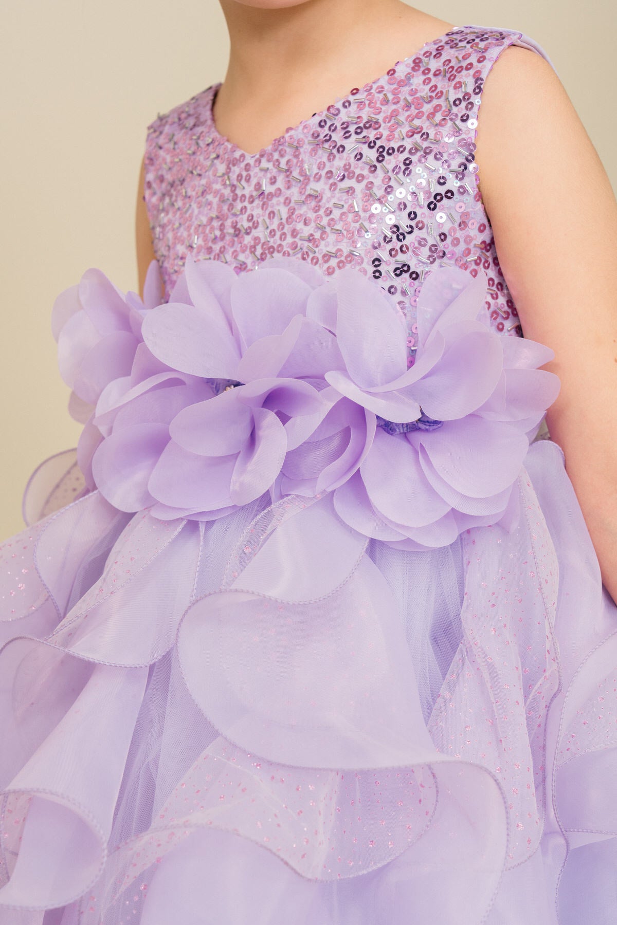 Flower Girl Dresses Sequin Beaded Ruffle A Line Flower Girl Dress Lilac