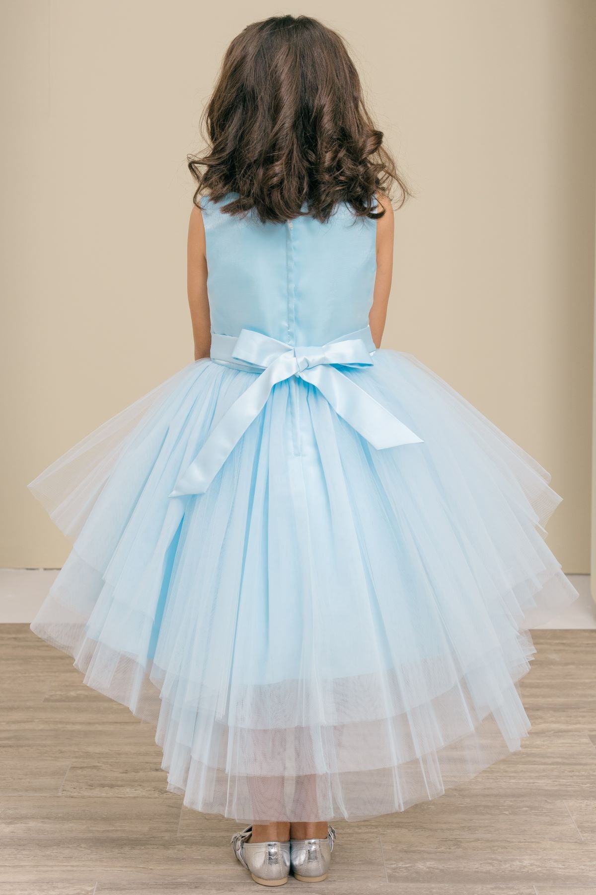 Flower Girl Dresses Beaded Midi A Line Flower Girl Dress Blue