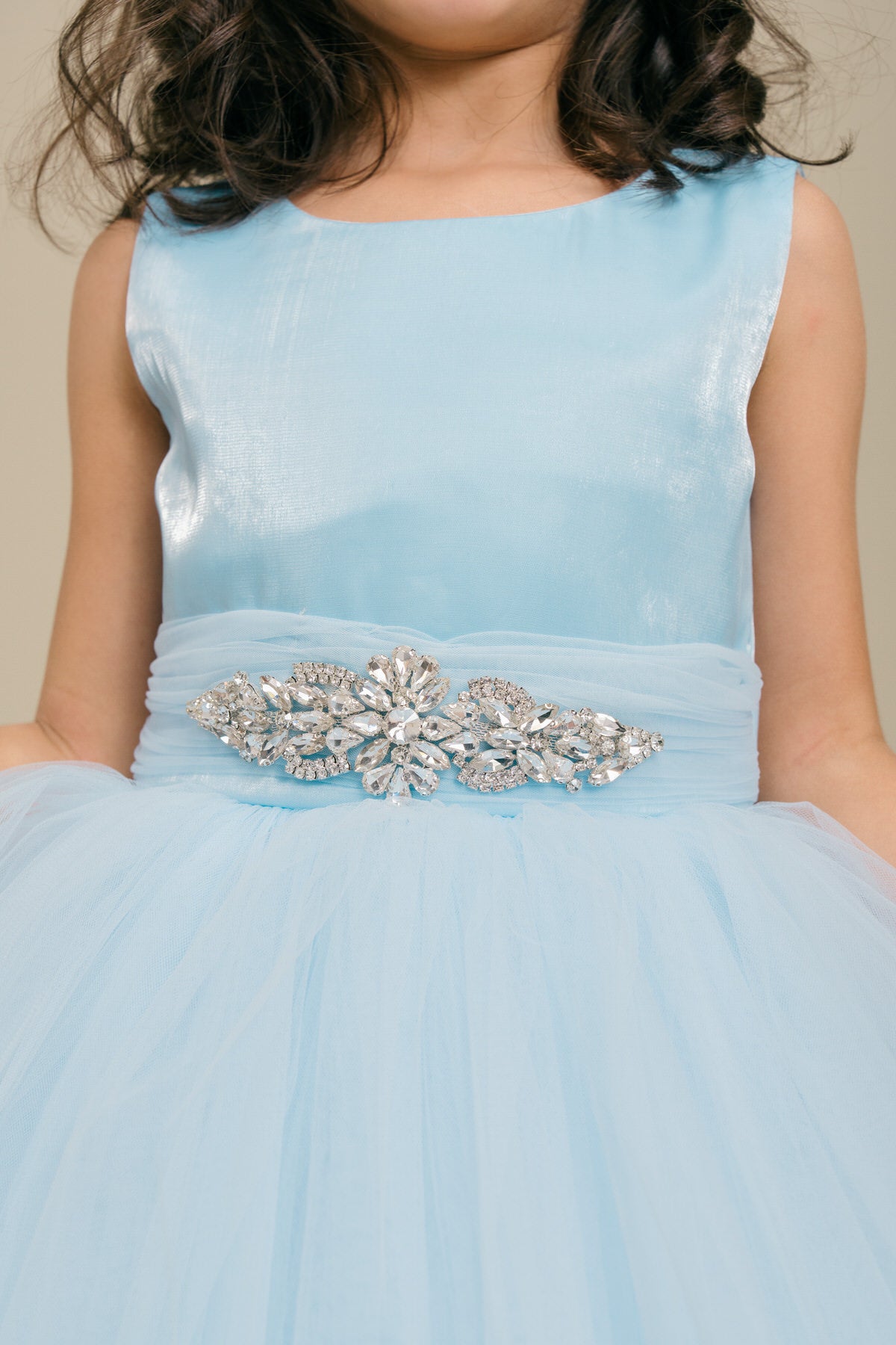 Flower Girl Dresses Beaded Midi A Line Flower Girl Dress Blue