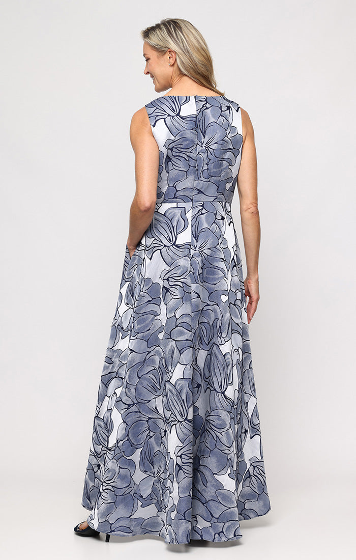 Formal Dresses Print Long Formal Mother of the Bride Dress SL Fashions 9181175 Navy Ivory
