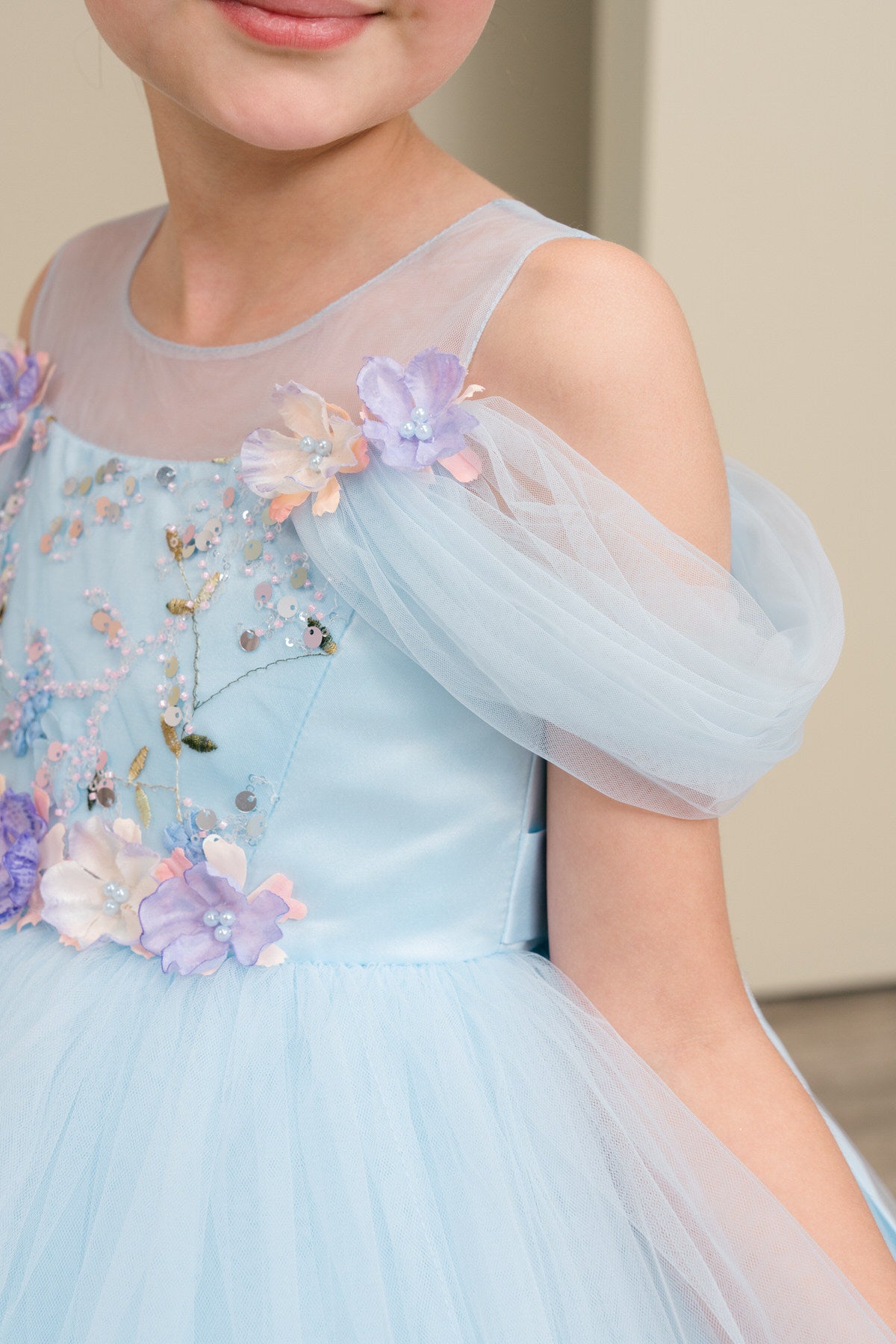 Flower Girl Dresses Ball Gown A Line Floral Short Flower Girl Dress Blue