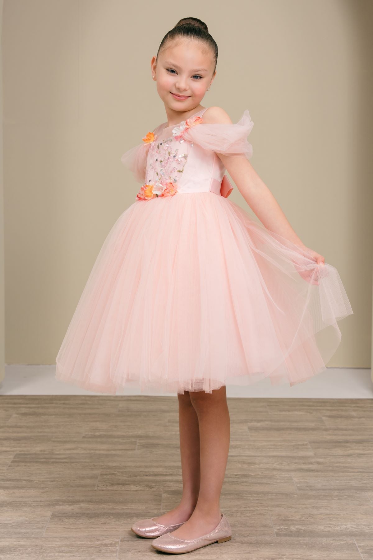 Flower Girl Dresses Ball Gown A Line Floral Short Flower Girl Dress Blush