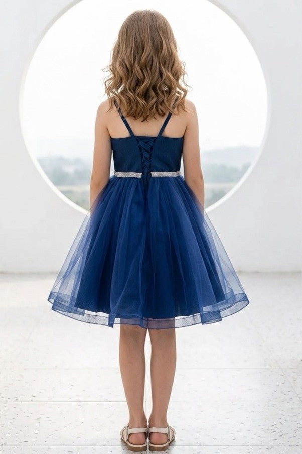 Square Knee-Length Tulle Flower Girl A-Line Cinderella Couture 9184
