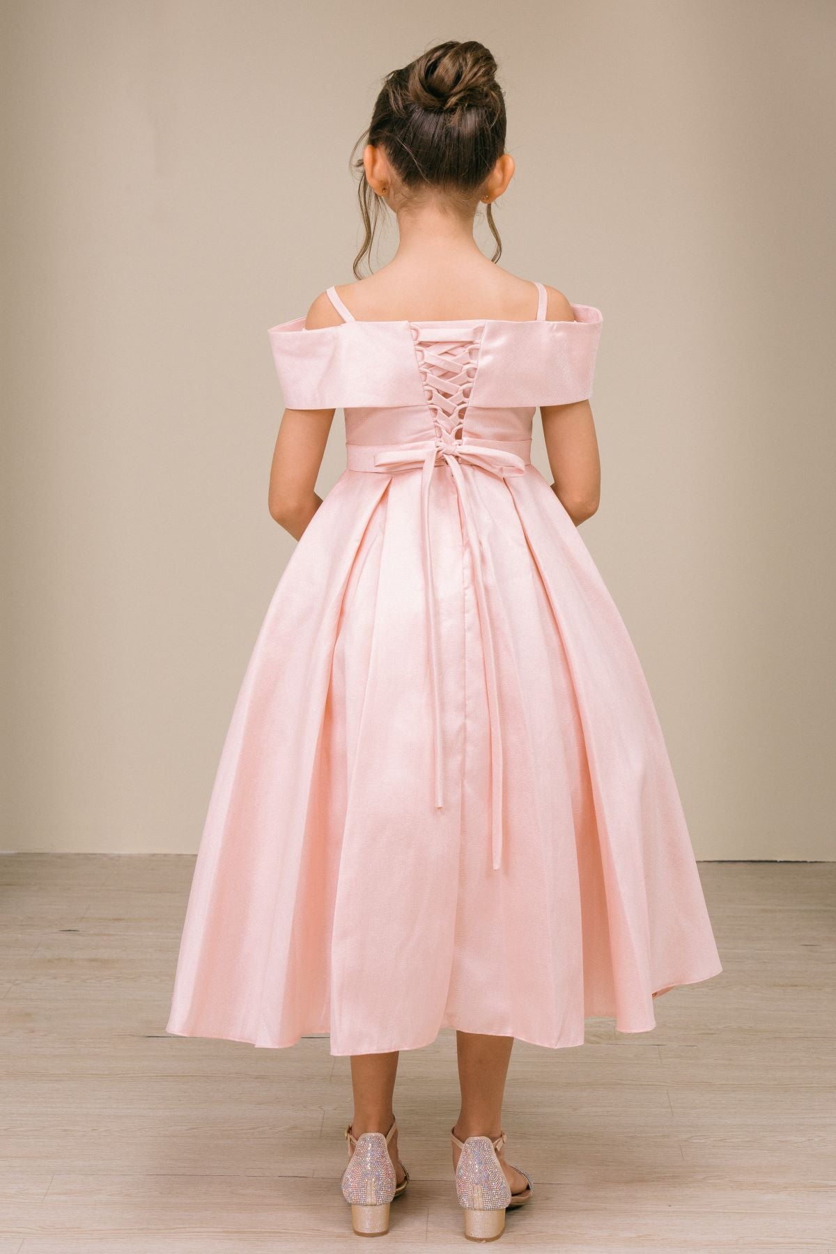 Flower Girl Dresses Midi Tea Length Ball Gown Flower Girl Dress Blush