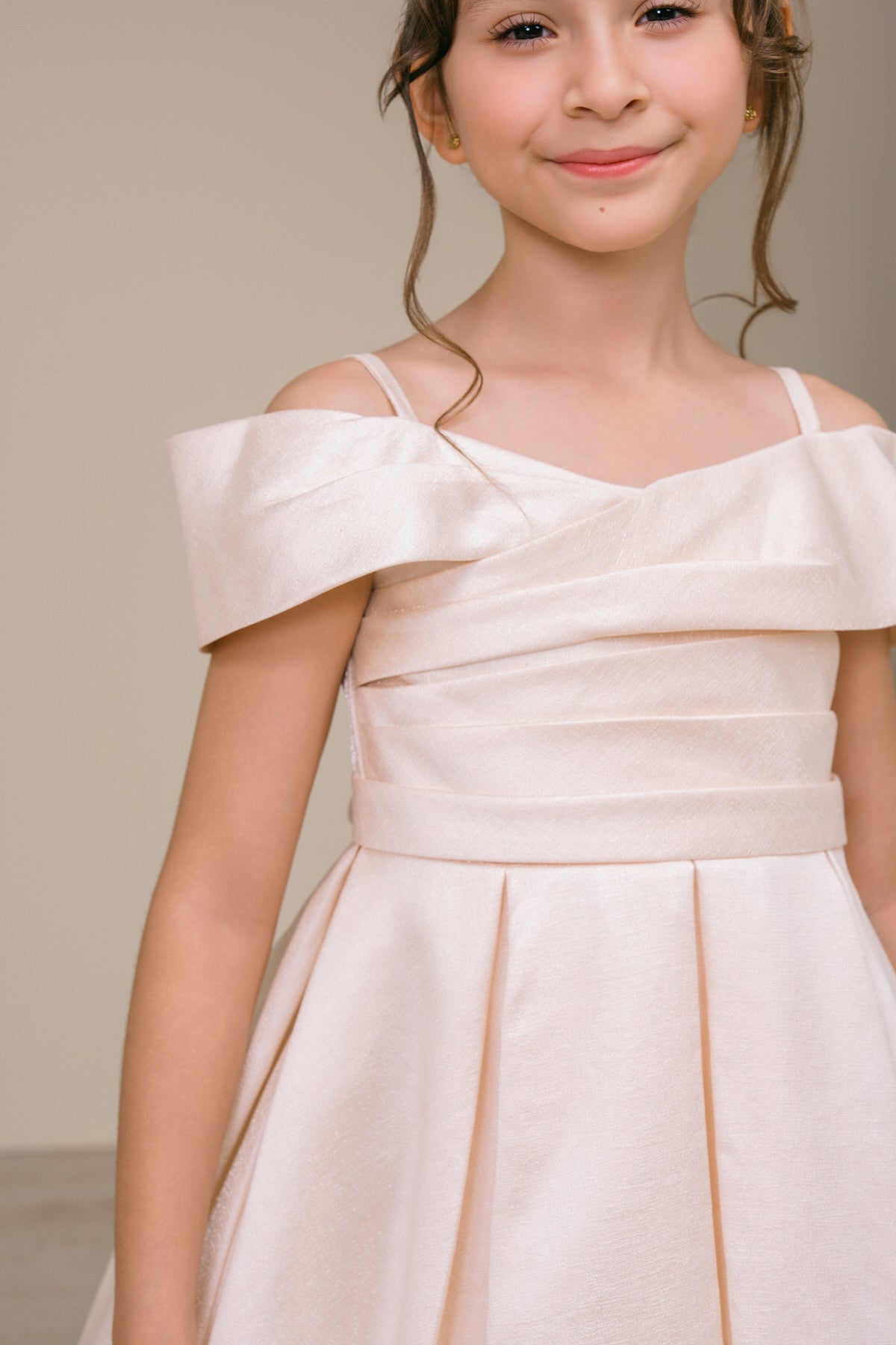 Flower Girl Dresses Midi Tea Length Ball Gown Flower Girl Dress Champagne