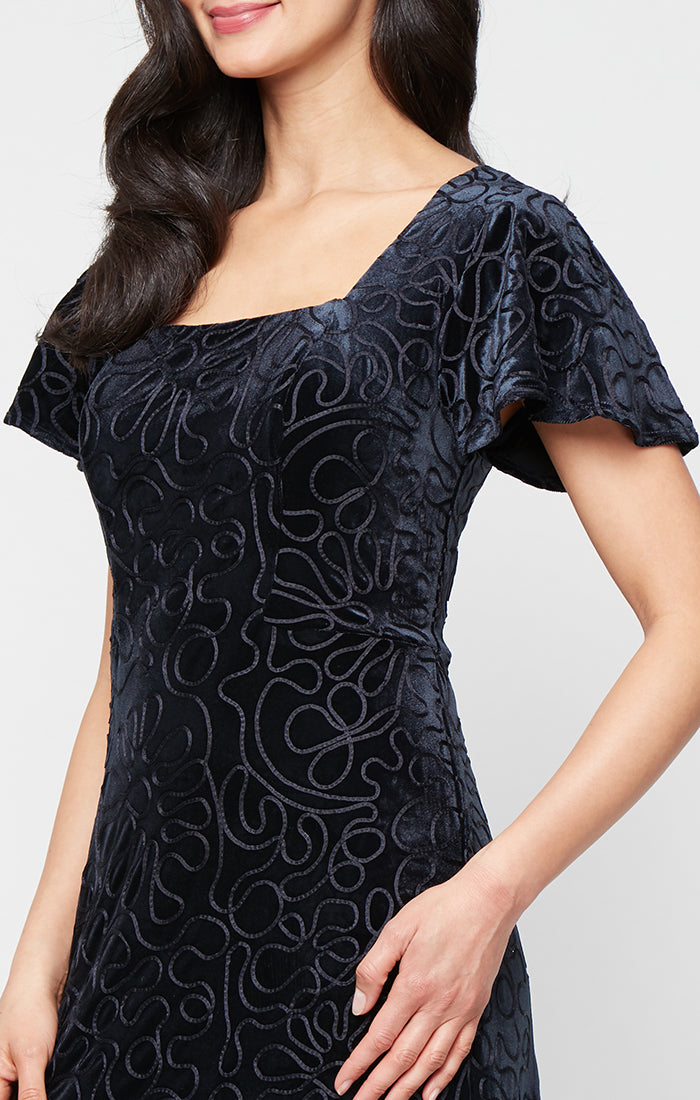 Mother of the Bride Dresses Mother of the Bride Tea Length Velvet Dress NAVY