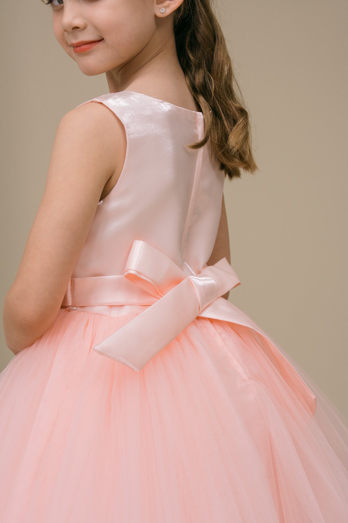 Flower Girl Dresses Floral Fitted Tea Length Flower Girl Dress Blush