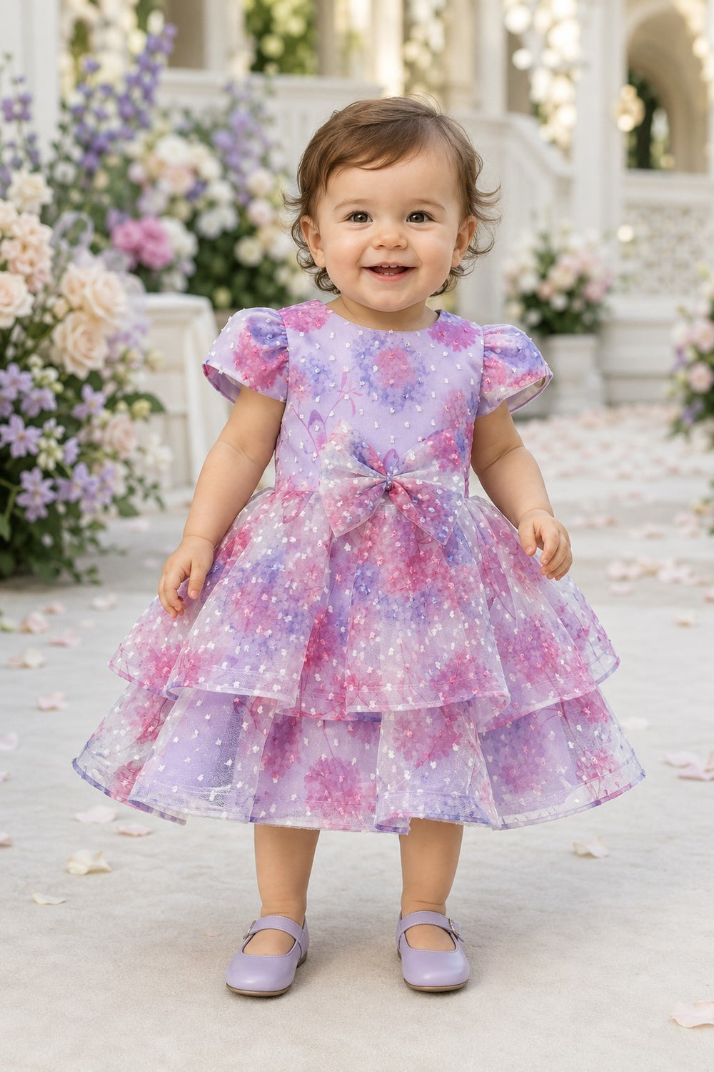Jewel Neck Cap Sleeve Floral Tulle Toddler Formal Dress Cinderella Couture 9193B
